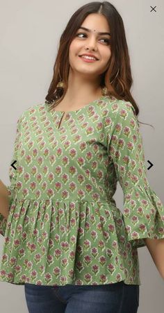 Short Kurthis Models, Cotton Tops Designs For Jeans Latest, Cotton Tops Designs Casual, Cotton Short Kurti Designs, Short Kurti Designs Latest For Jeans, Short Tops With Jeans Indian, Short Kurti Ideas, Short Kurti Designs Latest, Cotton Tops For Jeans