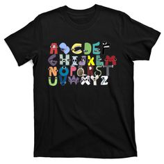 Villain Letter Abc Costume Boys Matching Evil Alphabet Lore T-Shirt | TeeShirtPalace Black T-shirt With Letter Print For Game Day, Funny Text Crew Neck T-shirt For College, Casual T-shirt With Lettering For Fans, Black Fan Apparel T-shirt With Lettering, Black T-shirt With Lettering For Fan Merchandise, Funny Black T-shirt With Name Print, Black T-shirt With Name Print For Fans, Team Spirit Letter Print T-shirt For Streetwear, Team Spirit T-shirt With Letter Print For Streetwear