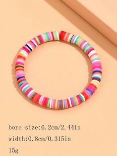 Color: Colorful Material: Polymer Clay Product Measurements in cm : Size Length one-size 17 Bracelets Clay Beads, Bracelets Clay, Boho Color, Women Bracelet, Bracelet Women, Stackable Bracelets, Bright Colored, Bracelet Crafts, Colorful Bracelets