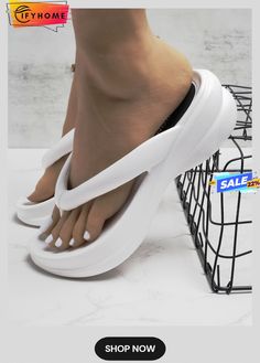 Women's Comfy Eva Beach Flip-flops White Eva Sandals For Vacation, White Round Toe Jelly Sandals For Vacation, White Jelly Sandals With Round Toe For Vacation, White Slip-on Jelly Sandals For Beach, Trendy White Beach Slippers, White Platform Slippers With Round Toe For Vacation, Trendy White Vacation Slippers, Non-slip Sandals For Pool, Comfortable Open Toe Flip Flops For Beach Season