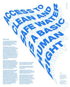 the back cover of an article with blue letters and words in white, on a white background