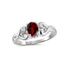 This gorgeous garnet jewelry is perfect for your loved one's January birthday. Shimmering with fiery undertones, this birthstone radiates with passionate beauty that is absolutely irresistible. By presenting her with this ring, you will be treating her to enchanting elegance beyond her wildest dreams. Intense and versatile, this piece will make a fantastic addition to any jewelry collection. Size: 7. Color: Silver. Gender: female. Age Group: adult. Sterling Silver Garnet Ring, January Birthday, Diamond Accent Ring, Ring Birthstone, White Diamond Ring, Sterling Silver Rings Bands, Wildest Dreams, Garnet Jewelry, Garnet Ring