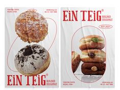 two posters showing different types of doughnuts