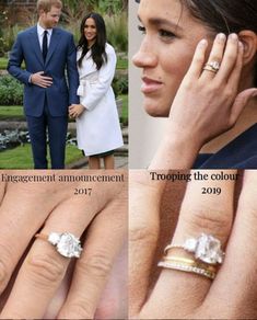 prince harry and princess charlotte's engagement rings are shown in three different photos, including the