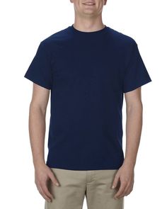 Adult 5.1 oz., 100% Cotton T-Shirt - NAVY - S | Alstyle Adult 5.1 oz. Cotton T-Shirt in Navy Blue Size Small Military Green Shirt, T Shirt Style, Home T Shirts, Knit Shirt, Cool Fabric, Quality T Shirts, Sports Shirts, Calgary, Denim Shirt