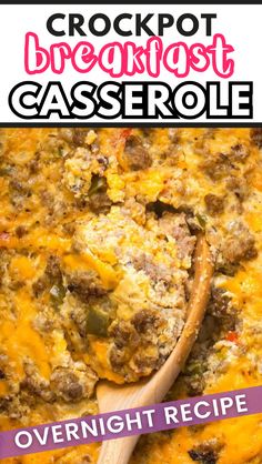 the crockpot breakfast casserole has been cooked and is ready to be eaten