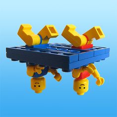 the legos are playing with each other in the same way as they float through the air