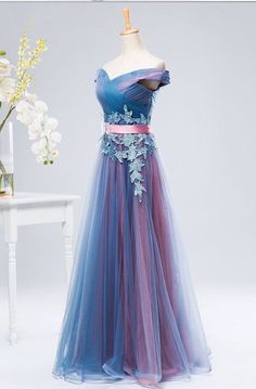 Charming Blue And Purple Sweetheart Long Formal Gown, Bridesmaid Dress M1958 on Luulla Blue And Purple Dress, Long Formal Gowns, Cute Prom Dresses, Fantasy Gowns, Long Bridesmaid Dress, Pretty Prom Dresses, Fairytale Dress, Pink Tulle, Formal Gown