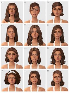 many different types of hair for the face and shoulders, with various angles to choose from