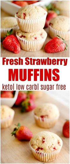 fresh strawberry muffins with keto low carb sugar free