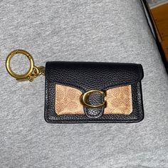 A Little Wallet To Hold Money Or Credit Cards That Can Be Attached To A Keychain Or Held In A Purse! Gold Leather Wallet On Chain For Gift, Chic Rectangular Wallets, Gold-tone Hardware Pouch Wallet, Coach Gold Wallet For Everyday Use, Rectangular Wallet With Gold-tone Hardware For Daily Use, Coach Gold Wallets For Everyday Use, Rectangular Wallets With Gold-tone Hardware For Daily Use, Rectangular Wallets With Gold-tone Hardware, Gold Coach Wallet