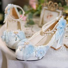 Customized Product. Ship In 5-15 Days. is not eligible for return. Fabric Material: PuColor: WhitePlatform Height: 6cm/2.36" Night Story, Chinese Shoes, Party High Heels, Halter Dress Short, Girls High Heels, Tropical Leaves Pattern, Luxury Duvet Covers, Kawaii Shoes, Flower Shoes