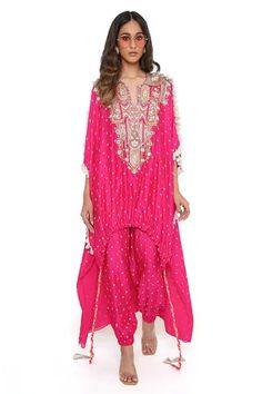 Shop for Payal Singhal Pink Bandhani Silk Kurta And Jogger Pant Set for Women Online at Aza Fashions Silk Bandhani Dress Pattern, Bandhini Dress Patterns, Bandhani Suit, Latest Bandhani Dress Pattern, Luxury Festive Bandhani Print Set, Luxury Women's Sets With Bandhani Print, Bandhani Kurti Designs Latest, Luxury Bandhani Print Kurta, Festive Pink Bandhani Print Sets