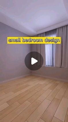 an empty room with wood floors and curtains on the window sill is shown in this video