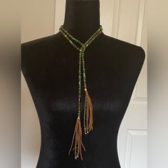 This Lariat Necklace Is Made With Turquoise And Sterling Silver Beads With Crystal Accents And Leather Tassels. This Is A Very Versatile Necklace And Can Be Worn Many Ways. The Total Length Is ~54 Inches And The Necklace Has A Nice Weight Without Being Too Heavy. Like All The Items In My Boutique, This Is A One-Of-A-Kind And Handmade In Park City, Utah. Coordinating Bracelets And Earrings Can Be Ordered If Desired. Pink Statement Necklace, Floral Statement Necklace, Pandora Necklace, Red Beaded Necklaces, Malachite Pendant, Initial Pendant Necklace, Gemstone Beaded Necklace, Charm Pendant Necklace, Faux Pearl Necklace