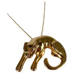 Stunning large panther, made with solid 14KT yellow gold, halow inside for easier wear and artistically made in single unit. This is a custom panther on an 18 inches chain. GOLD: 14KT gold Grams:3.38 Item#: 435-00036EAA WHAT YOU GET AT STAMPAR JEWELERS: Stampar Jewelers, located in the heart of Jupiter, Florida, is a custom jewelry store and studio dedicated to providing 100% satisfaction to each client. Our personal attention to detail, passion, affordability and honesty set us apart from any o Jupiter Florida, Large Pendant Necklace, Phone Calls, Chain Gold, 14kt Gold, Jewelry Store, In 3d, Easy Wear, Jaguar