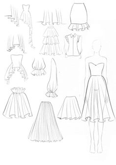 sketches of dresses and skirts for women