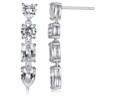 Showcasing a linear design, these dangle earrings help you line up a new look in a snap. The cubic zirconia Diamonique simulated diamond design adds plenty of sparkle and shine to any ensemble. Classic Cubic Zirconia Long Drop Linear Earrings, Long Drop Linear Earrings With Diamond Accents, Cubic Zirconia Linear Earrings With Prong Setting, Long Drop Cubic Zirconia Linear Earrings, Long Drop Linear Earrings With Cubic Zirconia, Linear Drop Earrings With Sparkling Cubic Zirconia Stones, Diamond White Linear Earrings With Prong Setting, Diamond Danglers, Linear Design