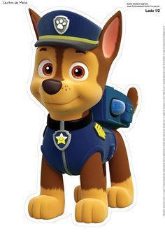 a cartoon dog with a police uniform on it's chest and collar, standing in front of a white background