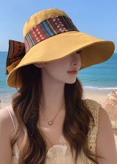 Elegant Yellow Bow Patchwork Cotton Floppy Sun HatMade of fine Cotton Blended.Hat Circumference: 60cm/23.4". Matches easily with daily hairstyle, dresses & Shirts Floppy Sun Hat, Yellow Bow, Floppy Sun Hats, Daily Hairstyles, Hat Making, Nike Outfits, Sun Hat, Sun Hats, Nike Women