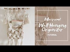 macrame wall hanging organizer with tassels and beads on the bottom, next to an image of macrame