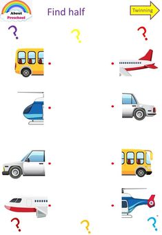 an image of different types of vehicles in the same color and size, with question marks on