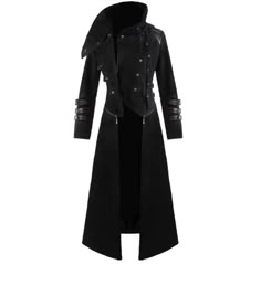 customize HANDMADE Mens Trench coat Handmade BLACK COTTON Scorpion Coat Long coat, Gothic Steampunk Hooded Stunning Gothic Steampunk style long coat in Heavy Duty Super Quality Cotton fabric, with unique zip-off feature at the waist to transform into a short jacket! Front snap fastening with black faux leather straps at the chest, complete with high, funnel collar with snap fastenings. Long sleeves with faux leather straps, matching straps to one side and oversize hood. 100% Heavy Duty Cotton - fully lined. Size Chart: Small: Chest 40 Inches, Waist 38 Inches. Medium: Chest 42 Inches, Waist 40 Inches. Large: Chest 44 Inches, Waist 42 Inches. X-Large: Chest 46 Inches, Waist 44 Inches. XX-Large: Chest 48 Inches, Waist 46 Inches. XXX-Large: Chest 50 Inches, Waist 48 Inches. 4X-Large: Chest 52 Gothic Trench Coat, Victorian Coat, Gothic Coat, Gothic Jackets, Side Bar, Vintage Party Dresses, Hooded Trench Coat, Outfit References, Coats For Men