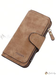 Bird in Bag - Premium Womens Leather Wallet - Vintage Zipper Long Clutch Purse with Wristlet Strap - Stylish Fashion Accessory Brown Bifold Clutch With Zipper Closure, Womens Leather Wallet, Wallet Vintage, Wallets For Women Leather, Pu Leather Wallet, Fall Accessories, Essential Bag, Bird In Bag, Stylish Fashion