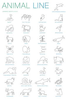 an animal line is shown with different animals and their names in the form of letters