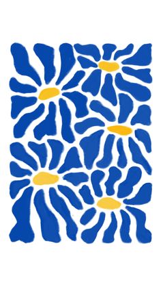 a blue and yellow flower on a white background