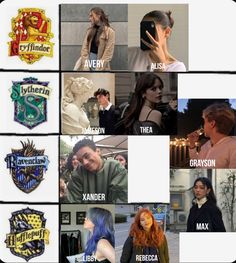 harry potter and hermione's crests are shown in this collage