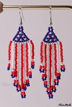 Olivia Mark - Fiery Red Earrings Featuring Beaded Fringing on Hook Christmas Beading, Flag Beads, Red Fringe, Beading Jewelery, Beaded Jewlery, Silk Pajama Set, Festive Look, Jewelry Beaded, Fiery Red