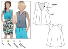 a woman's top and shorts sewing pattern