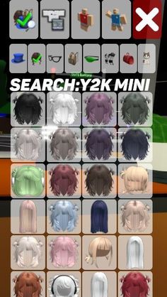 the screenshot shows different hairs styles and colors for each character in the video game