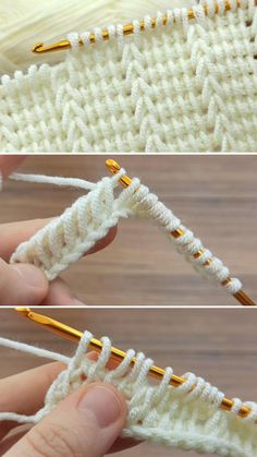 two pictures showing how to crochet the stitches