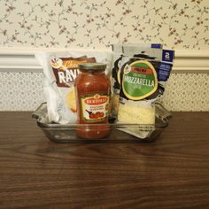 some food items are sitting on a table