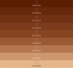 the color chart for different shades of brown and tan, with numbers on each side