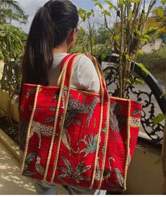 "The Indian Hand Block Printed Cotton Quilted Women's Handbags from Rajasthan India. This Handbag is completely Indian Printed on good quality cotton. this cotton quilted shopping bag is totally unique and multi purpose. Use this for your grocery or as a travel bag. Perfect to suit all. Item :- Cotton Handbag Material: Quilted Cotton Fabric Color - as you like Pattern: Floral Block Print Style: Tote Bag, Handle Bag, Shoulder Bag Size in Inch:-  16\" x 15\" x 4\" inches    Handle-12\" inch Produc Paint Book, Bride Tote Bag, Bride Tote, Boho Tote Bag, Floral Block Print, Tote Bags For School, Cotton Handbag, Boho Tote, Bridesmaid Bags