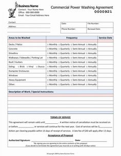 the worksheet for commercial power washing equipment is shown in this document, which contains information