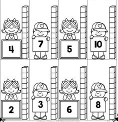 the worksheet for numbers 1 - 10 with pictures of children in construction hats