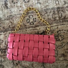 Soft Pink Woven Bag With Chain. Never Worn Out Pink Rectangular Clutch With Chain Strap, Chic Pink Clutch With Chain Strap, Bags Pink, Bag With Chain, Woven Bag, Pink Bag, Soft Pink, Shoulder Bags, Bag Lady