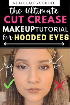 Step by step cut crease tutorial Make Up Yeux, Makeup For Hooded Eyelids, Makeup Tips For Older Women, Face Makeup Tips, Hooded Eye Makeup, Beach Hairstyles