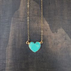 Turquoise Heart Gold Necklace // Turquoise Heart Necklace // Authentic Turquoise Heart Necklace - Etsy Turquoise Heart Necklace With Heart Beads, Turquoise Heart Necklace For Valentine's Day, Turquoise Heart Beads Jewelry As A Gift, Turquoise Heart Charm Jewelry, Turquoise Necklaces With Heart Beads For Gift, Turquoise Heart Necklace For Gift, Turquoise Necklaces With Heart Beads As Gift, Turquoise Heart Beads Necklace As Gift, Turquoise Necklace With Heart Beads For Gifts