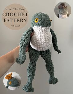 there is a crocheted stuffed animal that looks like a frog