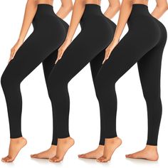 PRICES MAY VARY. ✅3 PACK LEGGINGS VALUE - 3 pack basic leggings for women give you a variety of color options every day.The high waisted yoga leggings Keep your stylish but comfortable and indulge in a pair of ultra-soft leggings. The squat proof interlink fabric could endure everyday wear and machine washing to last for years.Moreover,they coordinate with almost everything from a plain tee to a dressy tunic. ✅HIGH WAIST TUMMY CONTROL - Our high waisted leggings are an unbelievable tummy tamer. High Waisted Yoga Leggings, Basic Leggings, Cute Leggings, Plain Tees, Leggings For Women, Dress Images, Yoga Workout, Soft Leggings, Gym Leggings