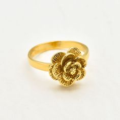 Gold Vintage Flower Ring design made of Gold Vermeil ☞ thickest 18k Gold Plating on top of Solid 925 Sterling Silver ☞ made to last. Click here for ☞ Matching PendantClick here for ☞ Matching Earrings Details:• Gold Flower Ring• Dimensions: Band width ≈ 2.2mm, thickness ≈ 1.2mm• 18K Gold VermeilSKU 1097 Gold Rings Women, Flower Ring Design, Gold Ring Flower, Flower Gold Ring, Gold Flower Ring, Rings Women, Ring Flower, Antique Ring, Rings Vintage