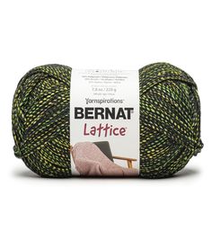 yarn ball in green and black with the label berna laffice on it