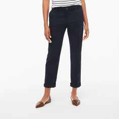 J.Crew Factory: High-rise Girlfriend Chino Pant For Women Chic Cotton Chinos For Spring, Chic Spring Cotton Chinos, Chic Cotton Chinos With Tapered Leg, Trendy Straight Leg Cotton Chinos, Ankle-length Chino Cotton Twill Chinos For Work, Ankle-length Chinos For Workwear, Chic Cotton Straight Leg Work Pants, Chic Cotton Work Pants With Straight Leg, Spring Mid-rise Chinos