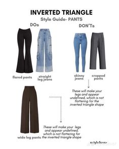 Best Pants For Inverted Triangle, Inverse Triangle Body Shape Outfits, Outfits For Inverted Triangle