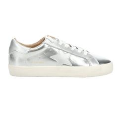 These casual platform sneakers for women boast a trendy design adorned with a distinctive star, adding a touch of flair to your everyday look. Size: 6.5.  Color: Silver.  Gender: female.  Age Group: adult.  Pattern: metallic. Womens Wedge Sneakers, Thick Heel Shoes, Socks Sneakers, White Sneakers Women, Sneakers For Women, Metal Lace, Vintage Havana, Silver Shoes, Casual Lace